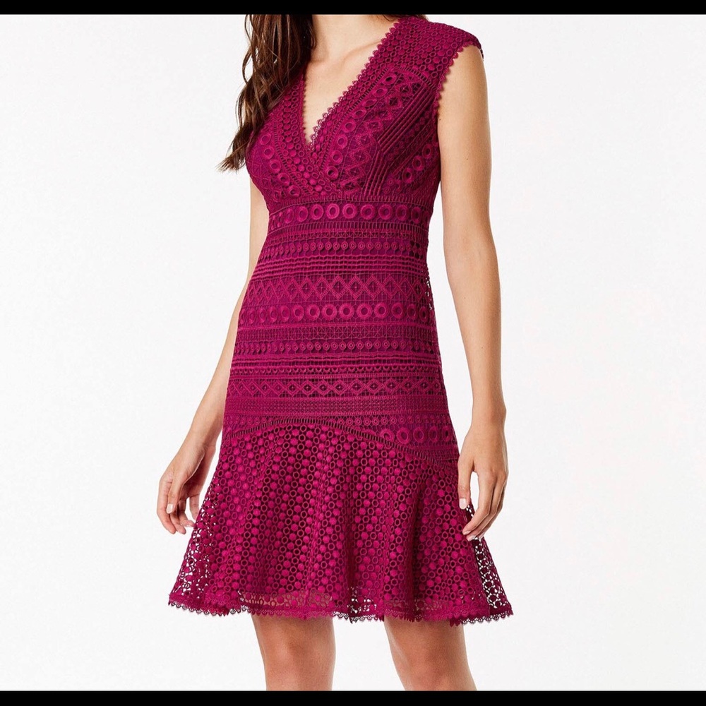 Karen Millen Lace Peplum Dress - Pink 💕